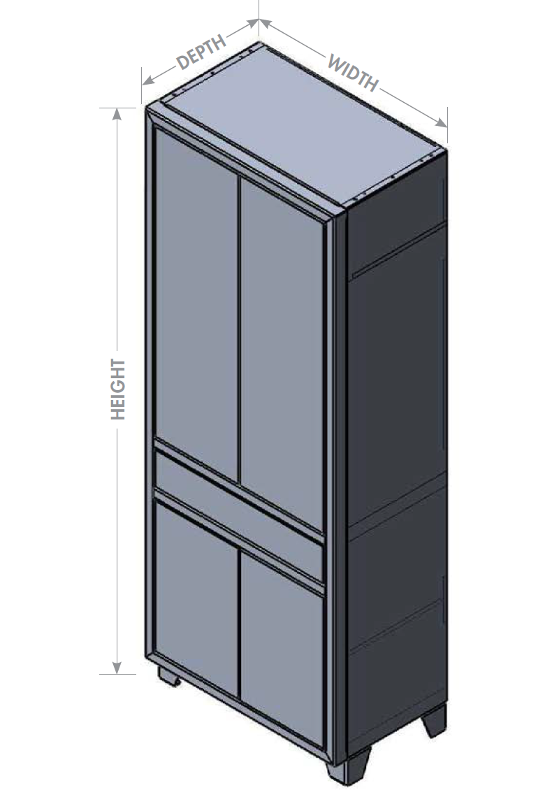 Four Door Coat Closet w/Drawer and Panel Top - 24" Depth