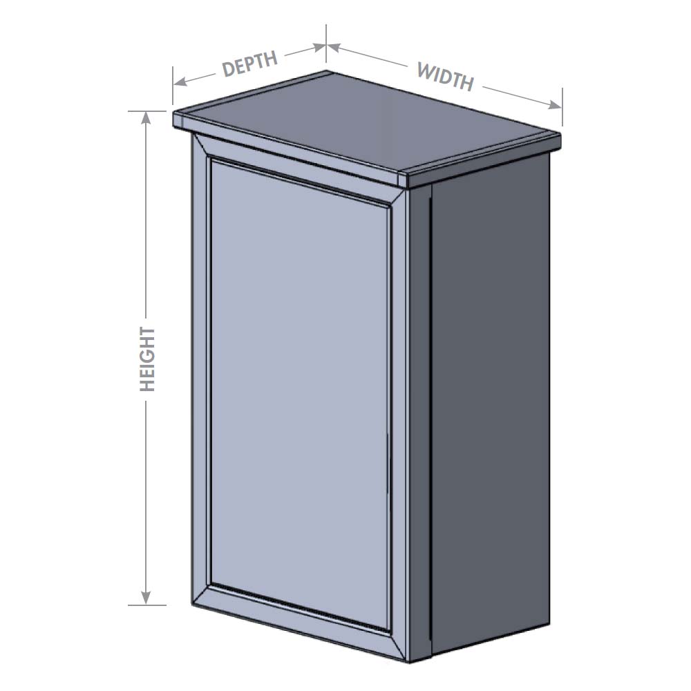 Single Door Overhead Cabinet w/ Overhang Top - 8.75" Depth