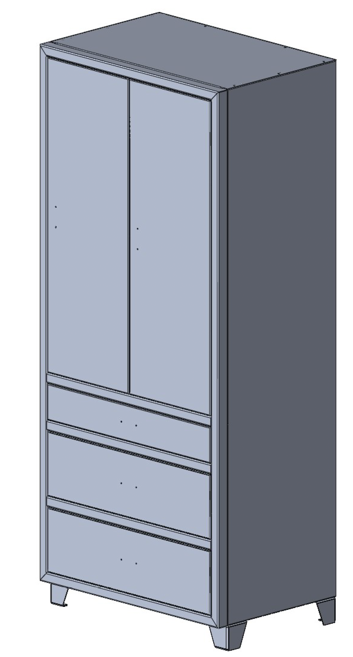 Three Drawer, Two Door Pantry w/ Panel Top - 18" Depth