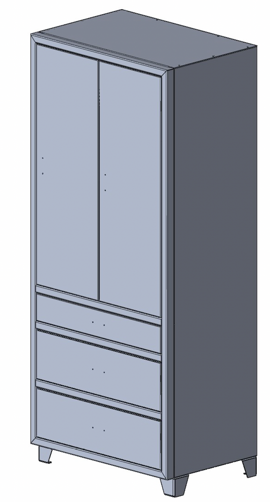 Three Drawer, Two Door Pantry w/ Panel Top - 24" Depth