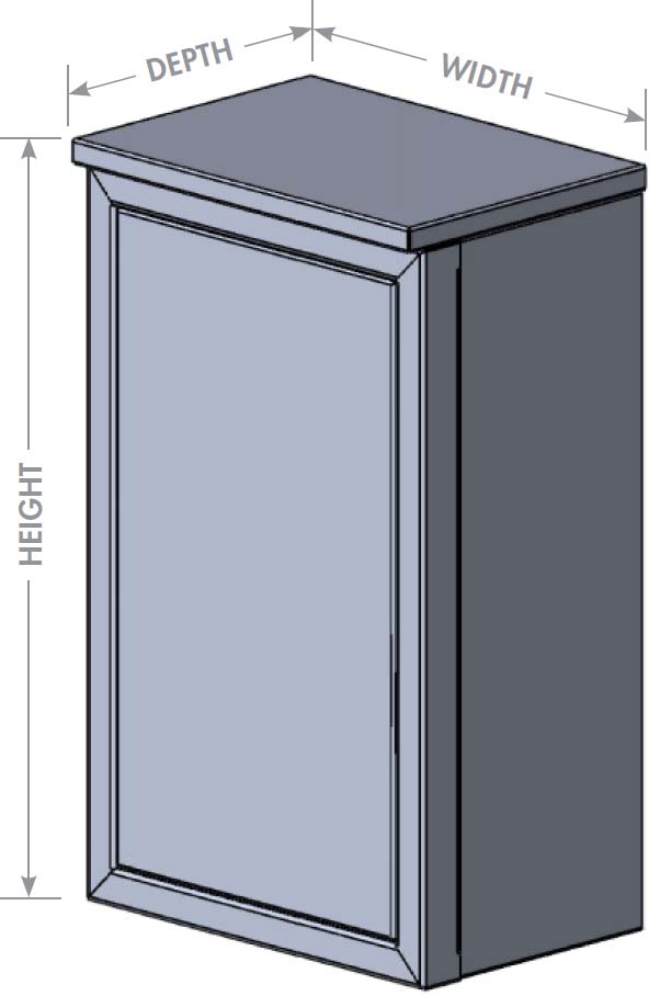 Single Door Overhead Cabinet w/ Flush Top - 12.75" Depth