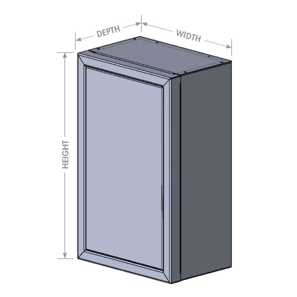 Single Door Overhead Cabinet w/ Panel Top - 12" Depth