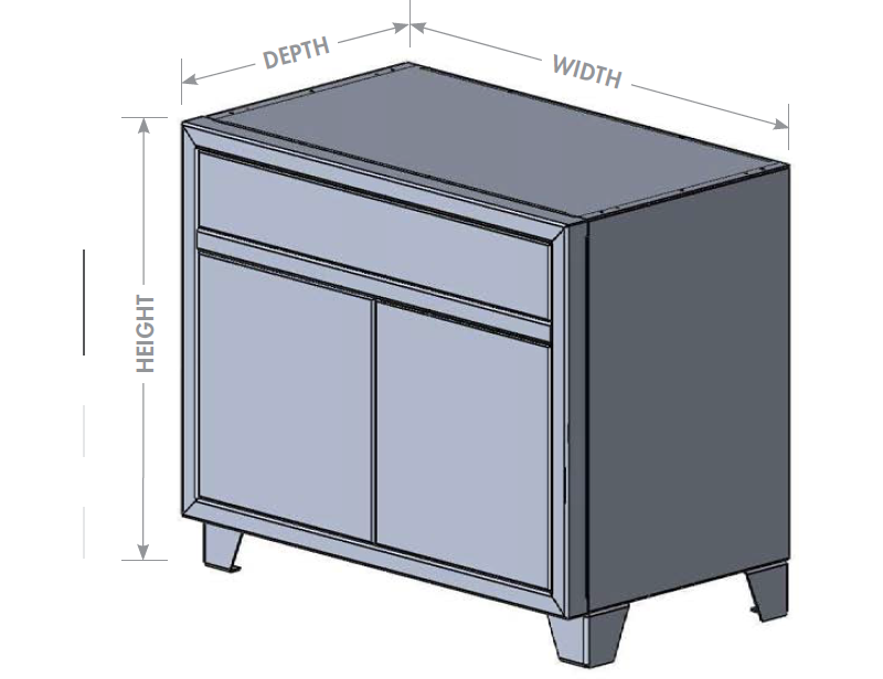Vanity Cabinet w/ Two Doors and Drawer - 21" Depth